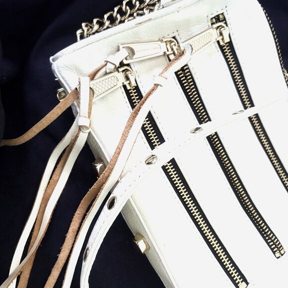 REBECCA MINKOFF Vintage Solid Cream 100% Genuine Leather & Gold hardware - Picture 9 of 12